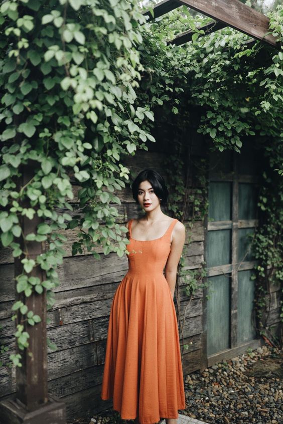 Simple A-line Prom Dress, Orange Evening Dress fg4543