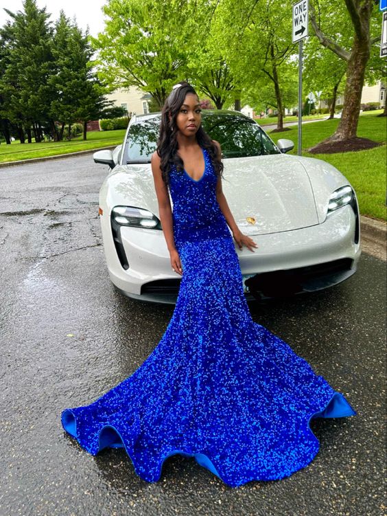 Royal Blue Sequin Long Mermaid Prom Dress fg5141 formalgowns Royal Blue Sequin Long Mermaid Prom Dress fg5141 formalgowns