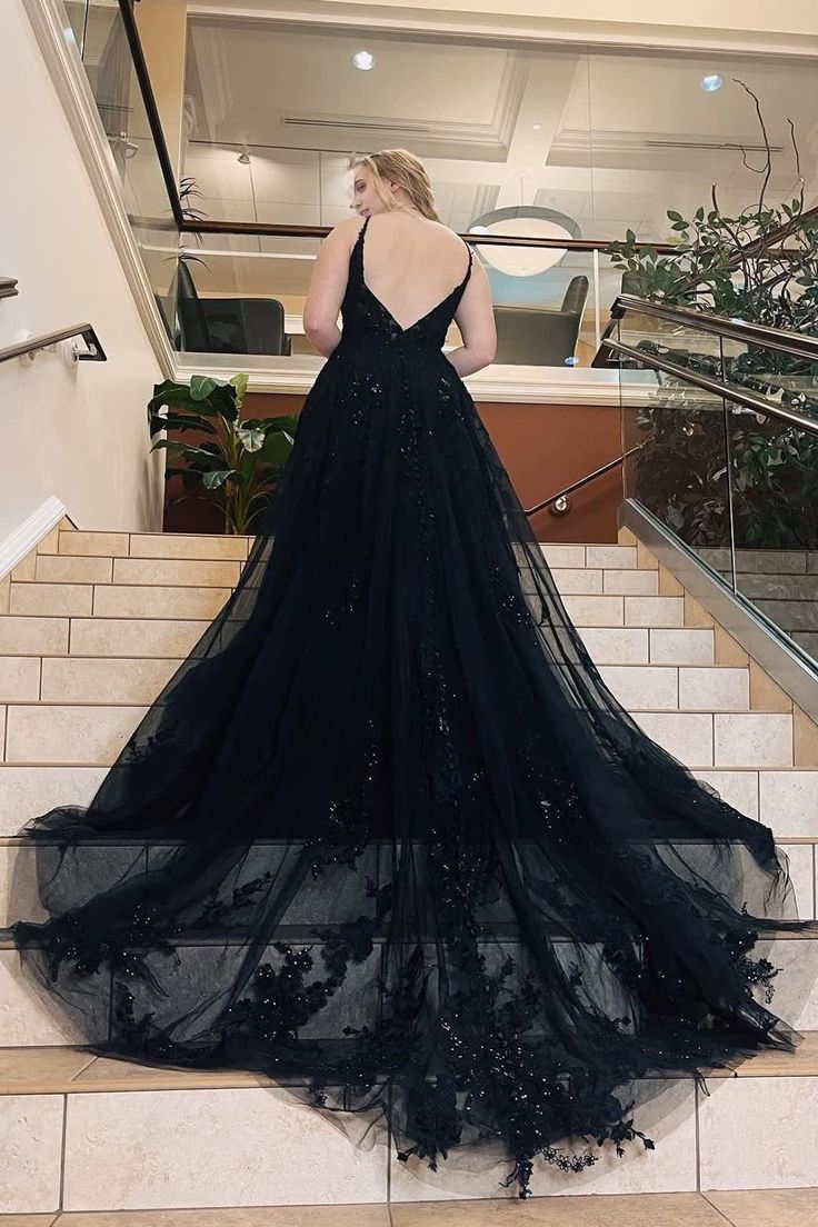 Spaghetti Straps A-Line Prom Dress With Appliques Party Dresses fg5373