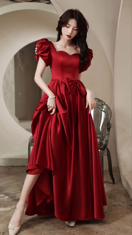 New wine long women prom dress party ball performance dress gown fg4356