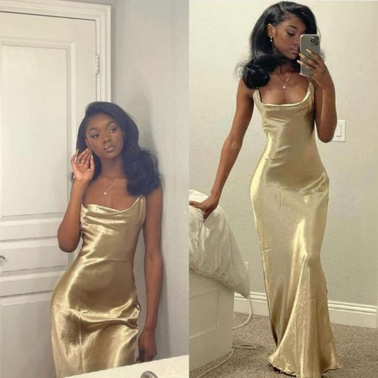 Robe de bal longue et simple à col carré, robe de soirée fg4375