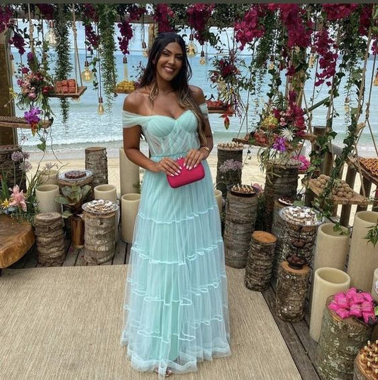 Superbe robe de bal longue et élégante à épaules dénudées, coupe trapèze, fg4719