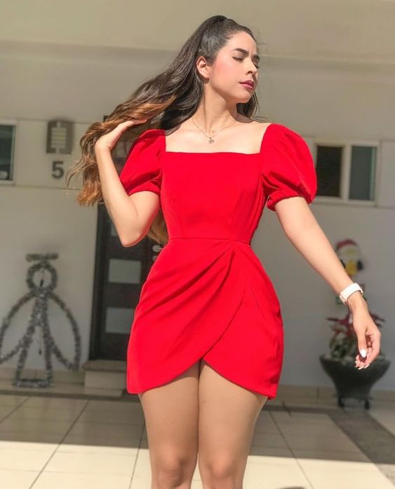 Red Homecoming Dress with Puff Sleeves,Red Party Dress fg4751 formalgowns Red Homecoming Dress with Puff Sleeves,Red Party Dress fg4751 formalgowns