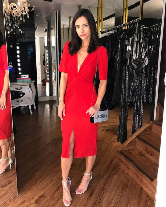 Robe de bal rouge fendue fg4604