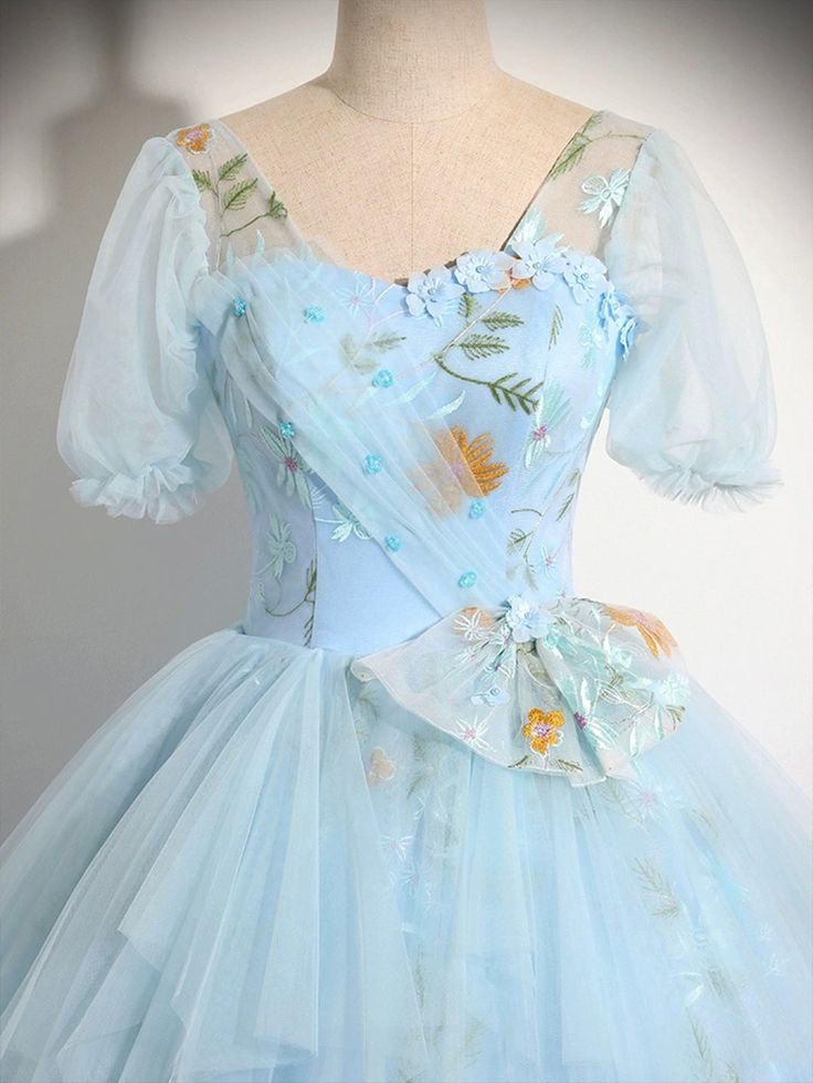 Tulle Floor Length Prom Dress, Beautiful Short Sleeve Evening Party Dress fg5070