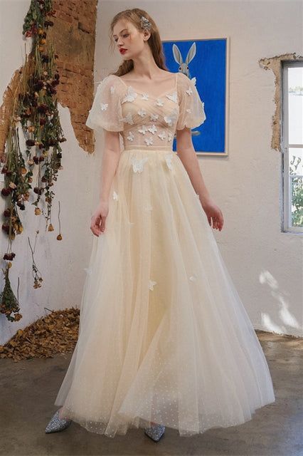 Champagne and White Butterfly Party Dress Bridesmaid Dress fg5004 Champagne and White Butterfly Party Dress Bridesmaid Dress fg5004