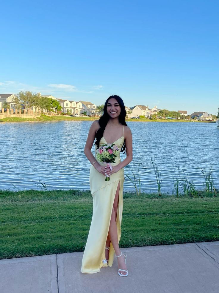 Simple V neck Yellow Prom Dresses fg5331 formalgowns Simple V neck Yellow Prom Dresses fg5331 formalgowns