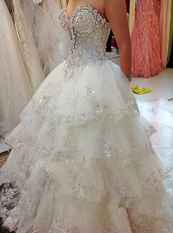 Luxury Ball Gown Fluffy Wedding Dresses Plus Size Tulle Lace Crystal Diamond Wedding Gowns fg4424 Luxury Ball Gown Fluffy Wedding Dresses Plus Size Tulle Lace Crystal Diamond Wedding Gowns fg4424