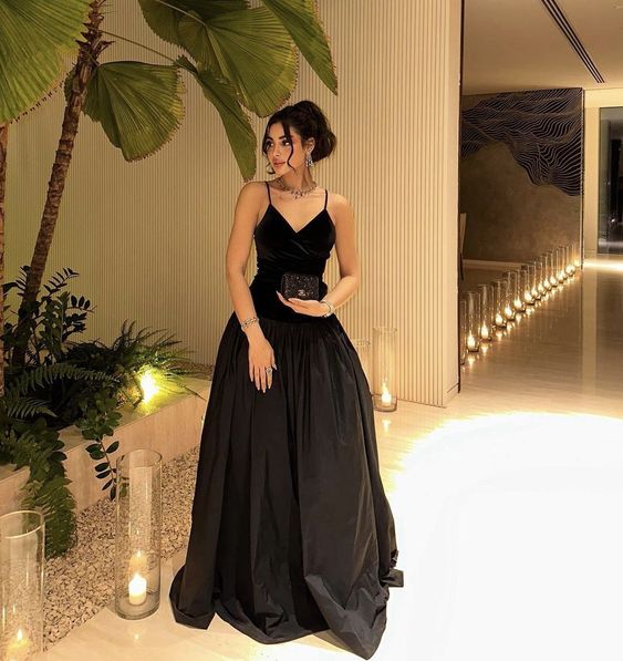A line Black Long Prom Dress With Straps fg5264 formalgowns A line Black Long Prom Dress With Straps fg5264 formalgowns