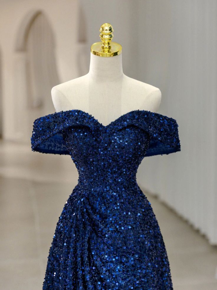 Sequins Long Prom Dress, Off the Shoulder Evening Dress fg5116
