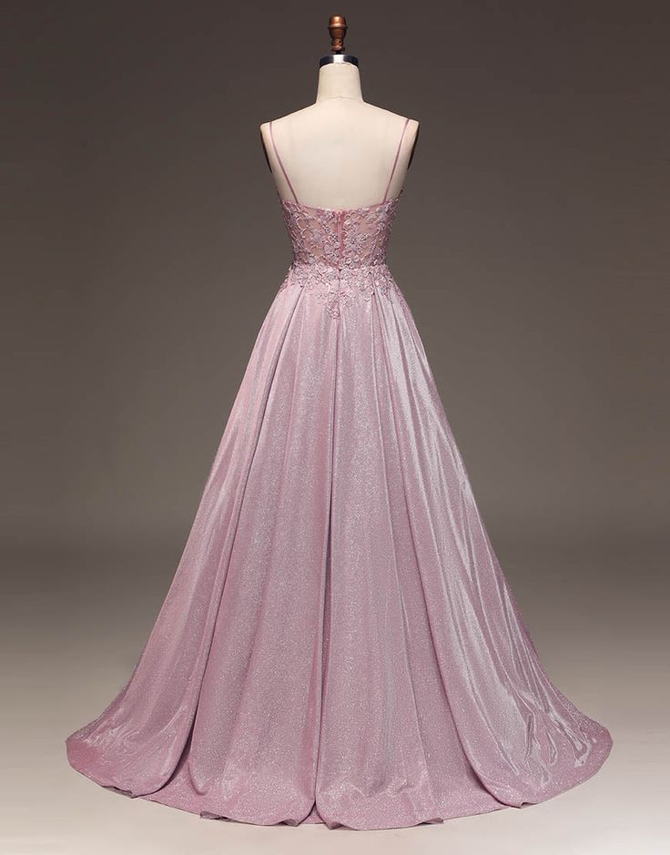 A-Line Spaghetti Straps Long Glitter Prom Dress fg5181