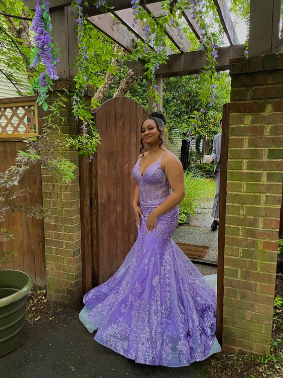 Purple Prom Dresses Mermaid Lace Long Formal Dresses fg5270 formalgowns Purple Prom Dresses Mermaid Lace Long Formal Dresses fg5270 formalgowns