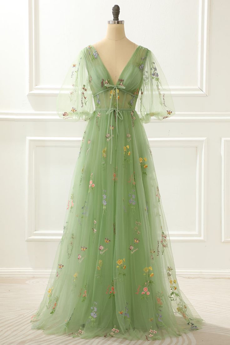 A-Line Princess Prom Dress with Embroidery fg4476