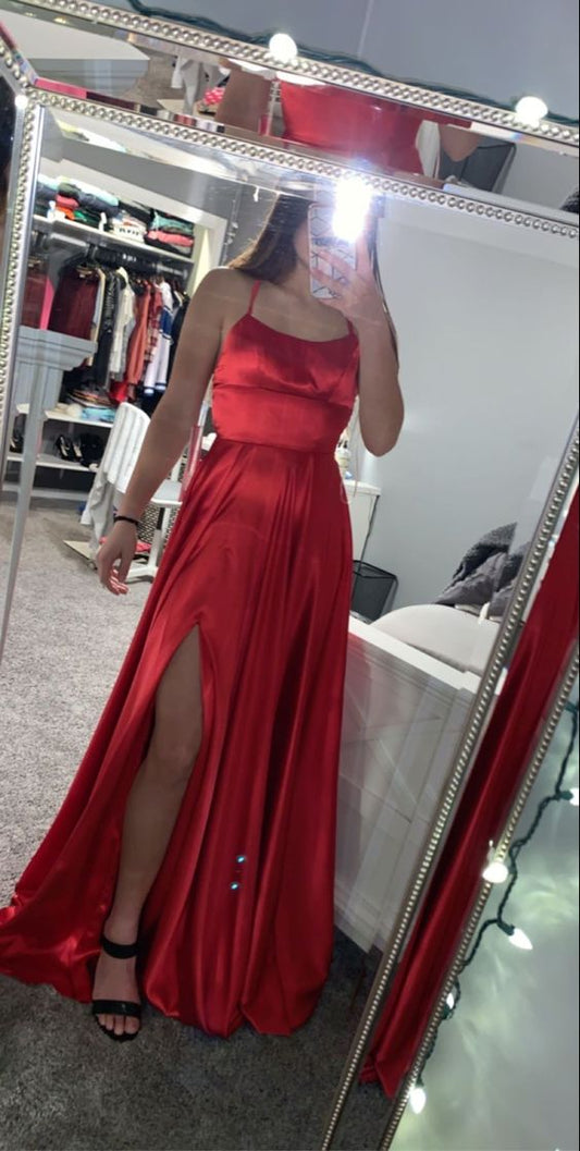 Robe de bal rouge, robe de soirée, robe de soirée en satin fg4630