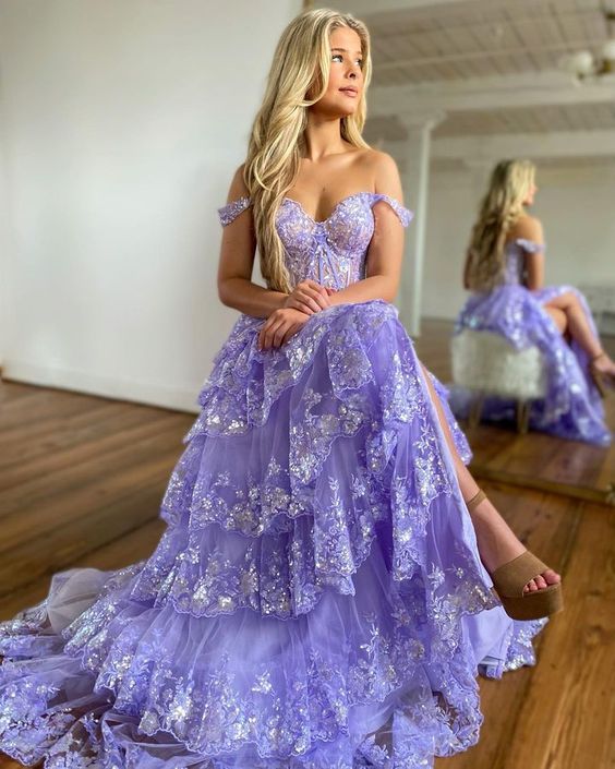 Tulle Sequins Long Prom Dress with Sheer Corset Bodice and Ruffle Skir formalgowns Tulle Sequins Long Prom Dress with Sheer Corset Bodice and Ruffle Skir formalgowns