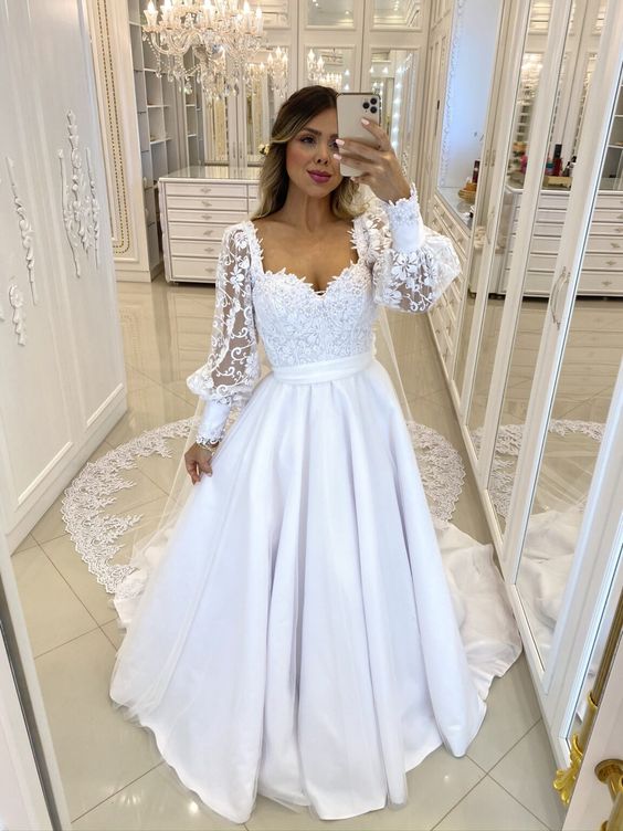 Robe de bal blanche coupe trapèze pour femme fg4640