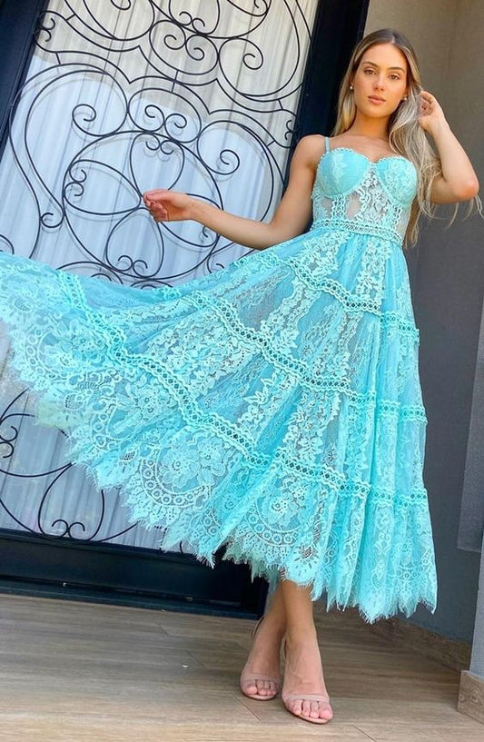 Superbe robe de bal de fin d'année en dentelle trapèze fg4720