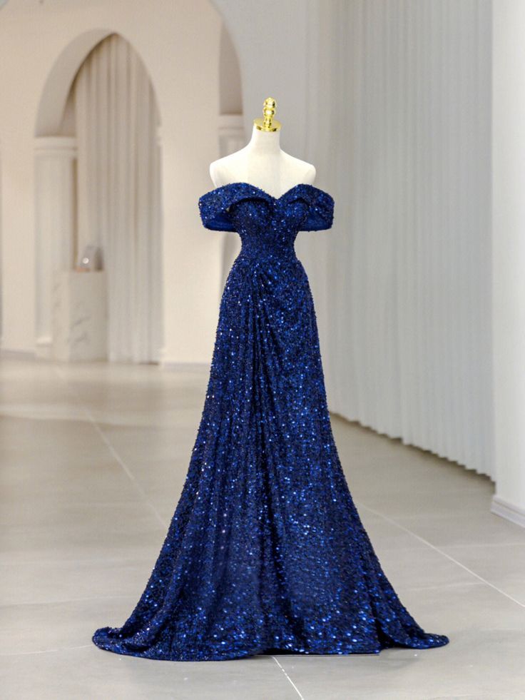 Sequins Long Prom Dress, Off the Shoulder Evening Dress fg5116