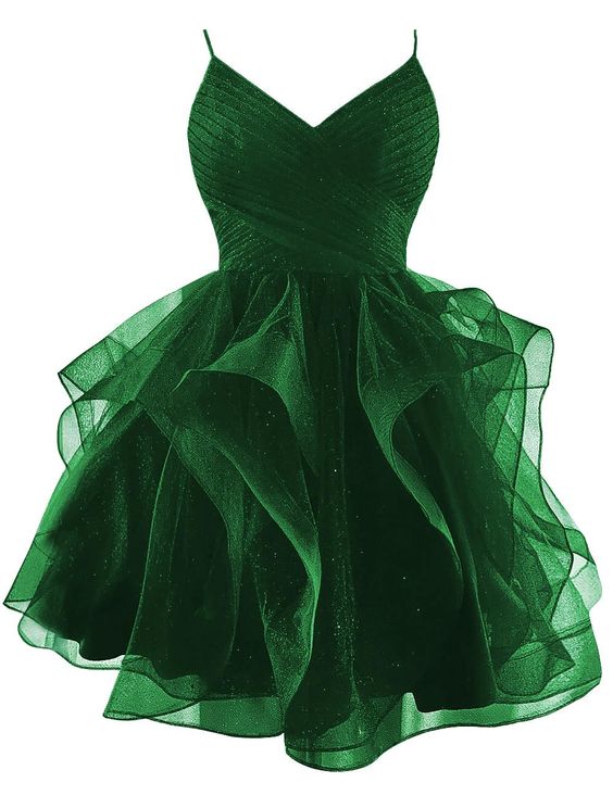 Spaghetti Straps Short Homecoming Dresses for Teens Tiered Mini Cocktail Dresses V-Neck Puffy Prom Dresses fg4414