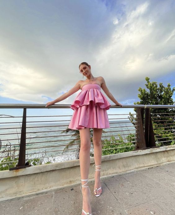 contemporary party dresses Women Short Tiered Short Prom Dresses Summer Mini Modern Party Dress fg4357