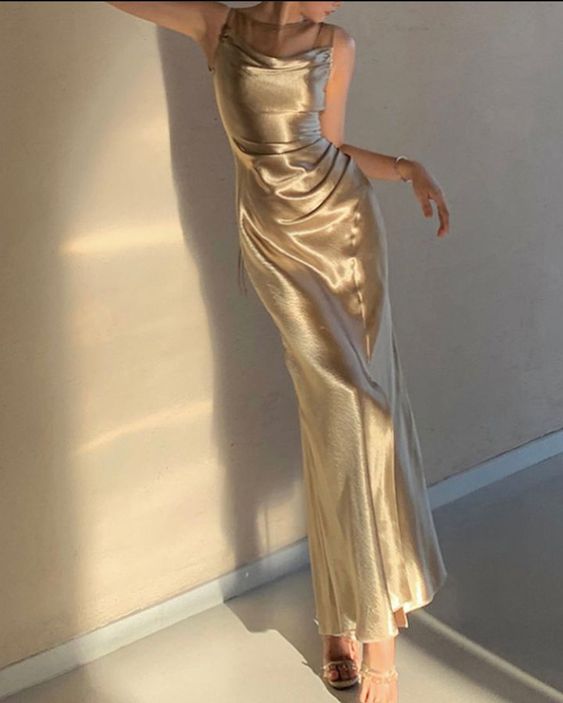 Elegant Gold Satin Backless Mermaid Long Prom Dress Formal Party Dress formalgowns Elegant Gold Satin Backless Mermaid Long Prom Dress Formal Party Dress formalgowns