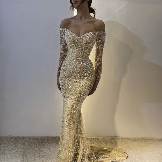 Luxury Dubai Evening Birthday Dress 2024 Beads Sequins Off-The-Shoulde formalgowns Luxury Dubai Evening Birthday Dress 2024 Beads Sequins Off-The-Shoulde formalgowns