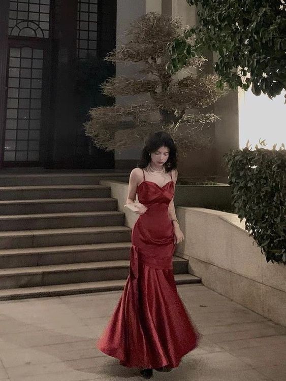 wine red mermaid prom dresses V Neck Backless Burgundy Mermaid Long Prom Dresses, Wine Red Open Back jbydress