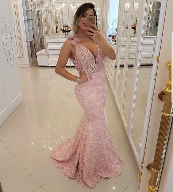 Cute Pink Evening Gown Mermaid Party Dress Elegant Sexy Formal Wear fo formalgowns Cute Pink Evening Gown Mermaid Party Dress Elegant Sexy Formal Wear fo formalgowns