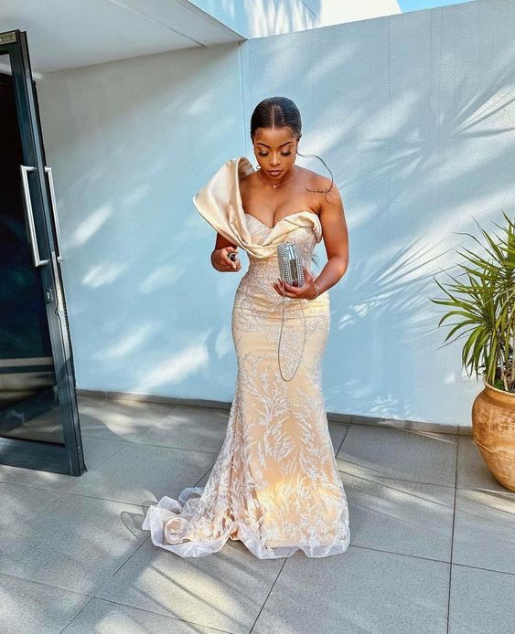Champagne One Shoulder Mermaid Prom Dresses Party Gowns fg4567 formalgowns Champagne One Shoulder Mermaid Prom Dresses Party Gowns fg4567 formalgowns