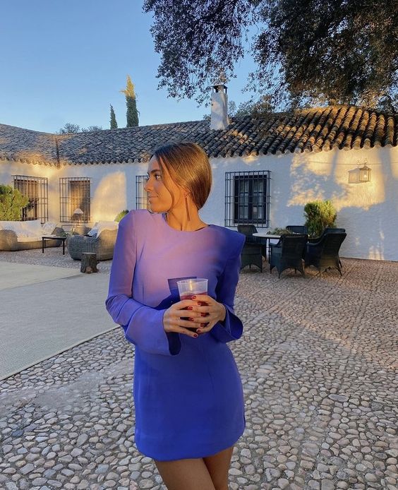 Robe de soirée courte violette, robe de soirée tendance fg4674