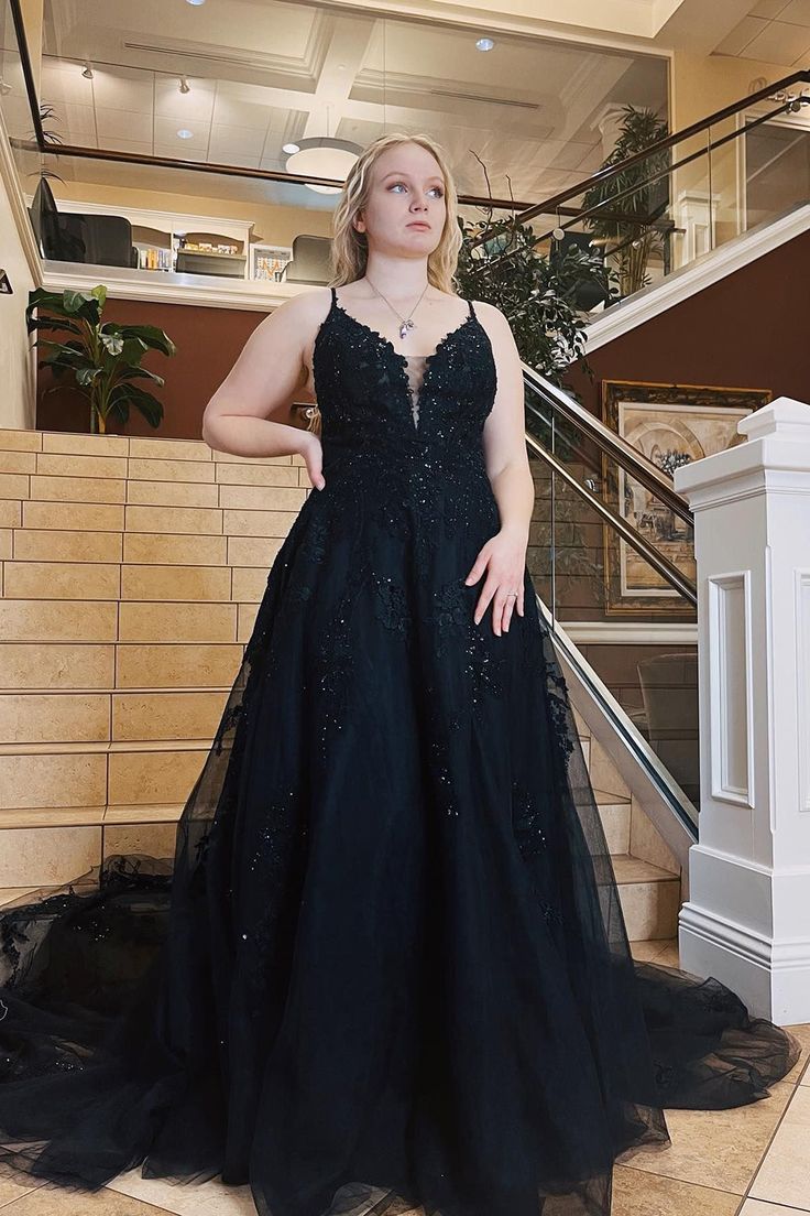 Spaghetti Straps A-Line Prom Dress With Appliques Party Dresses fg5373