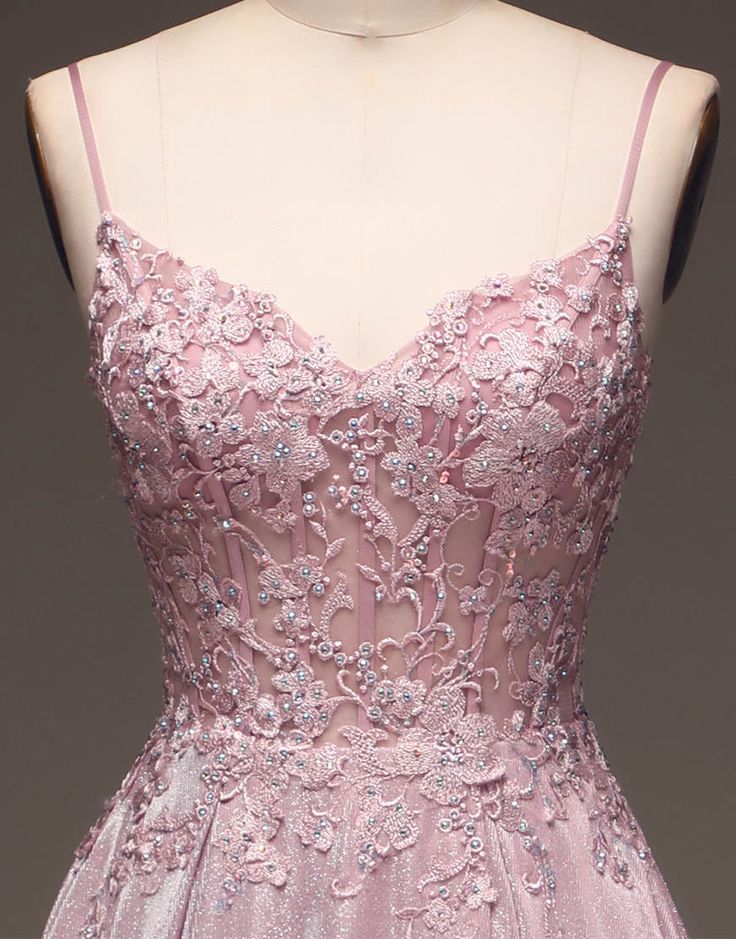 A-Line Spaghetti Straps Long Glitter Prom Dress fg5181