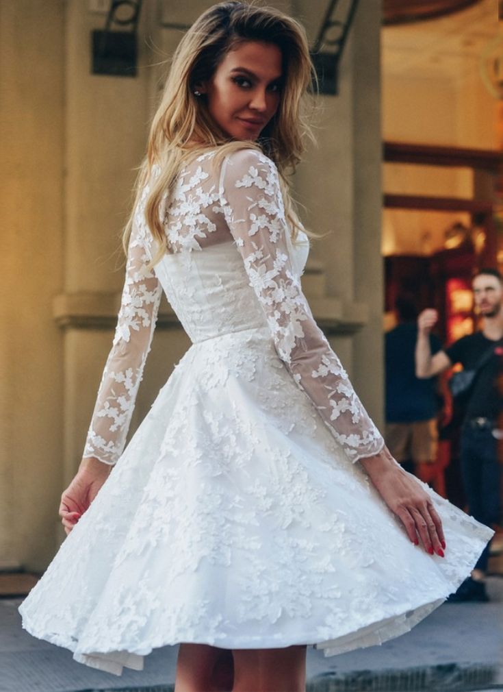 Robe trapèze vintage en dentelle à manches longues pour femme, tenue de vacances à manches longues en dentelle fg4802
