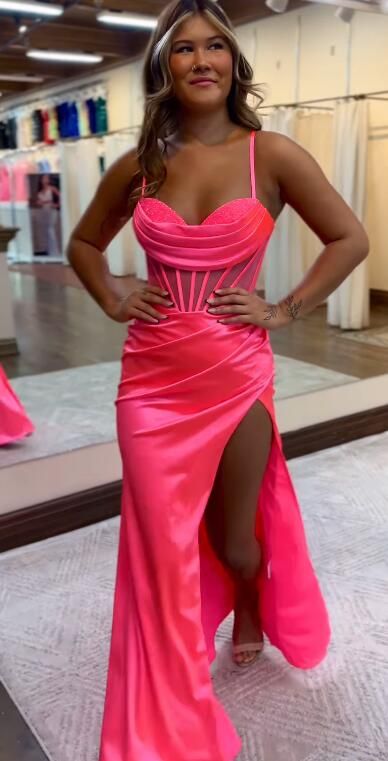 Straps Mermaid Long Prom Dress with Slit fg5165