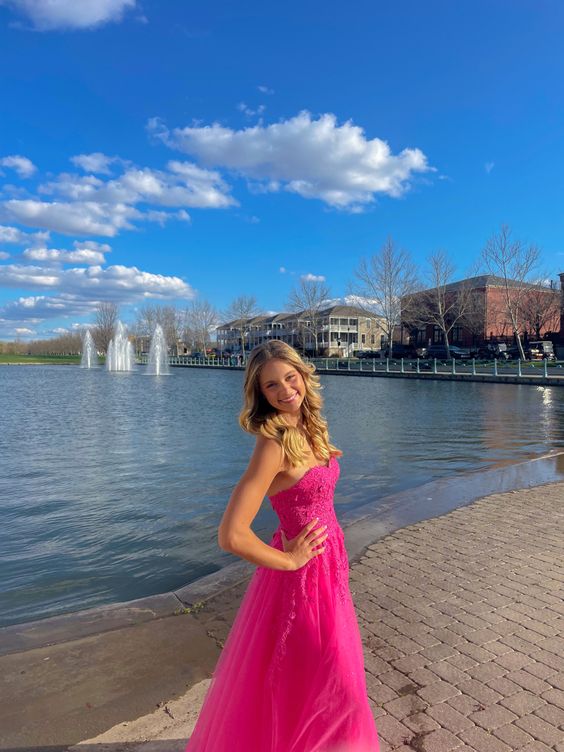 Sweetheart A-Line Long Party Prom Dress with Appliques And Split fg4579