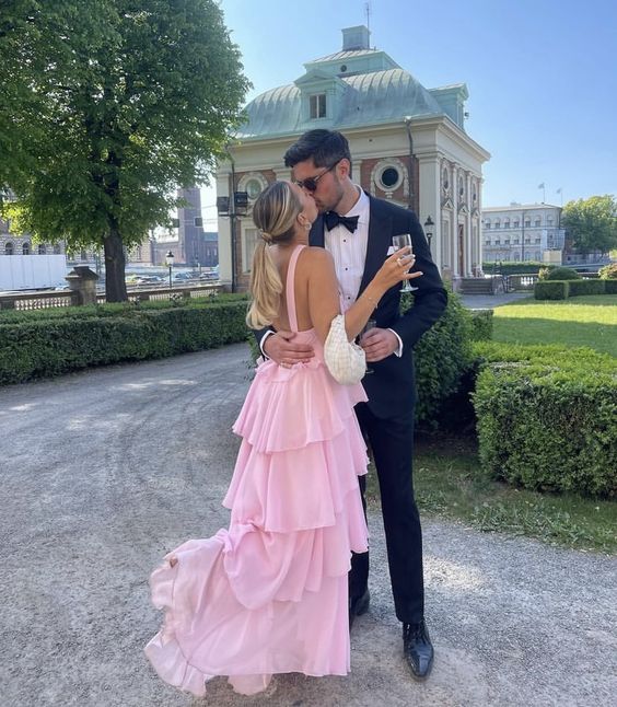 Pink A-line Tiered Prom Dress,Pink Backless Evening Dress fg4539 Pink A-line Tiered Prom Dress,Pink Backless Evening Dress fg4539
