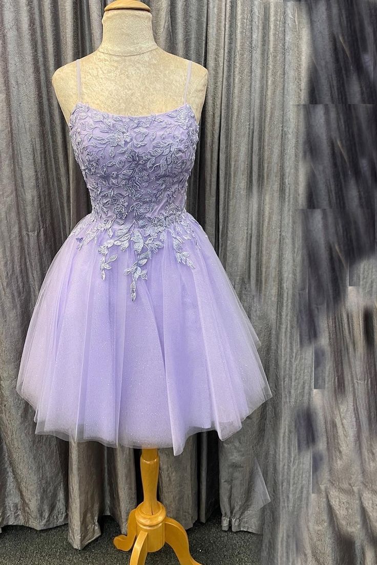 Princess Lavender Appliques Short A-line Homecoming Dress fg4410