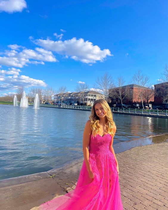 Sweetheart A-Line Long Party Prom Dress with Appliques And Split fg4579