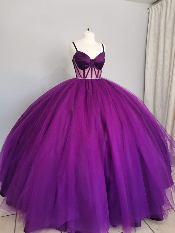 Robe de Quinceanera violette coupe trapèze pour filles, robe de bal d'anniversaire, fg4472