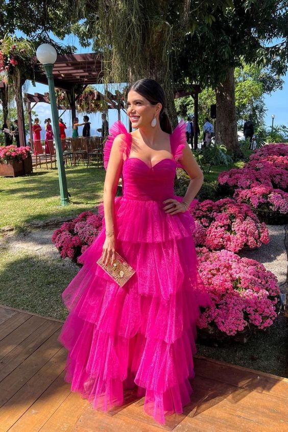 Robe de soirée trapèze en tulle superposé fg4814