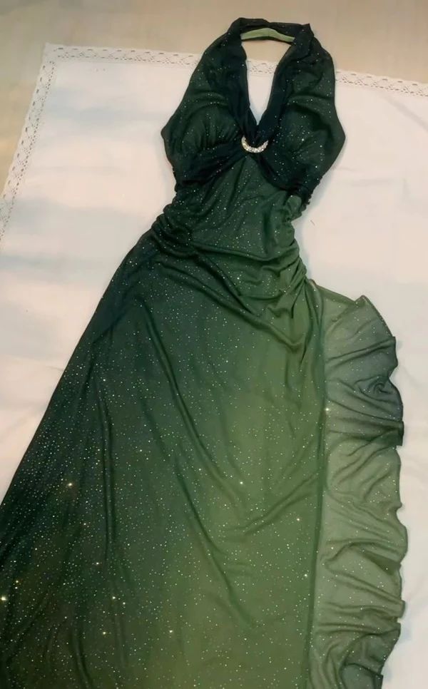 Sexy Halter Ombre Green Chiffon Backless Long Prom Dress Evening Dress formalgowns Sexy Halter Ombre Green Chiffon Backless Long Prom Dress Evening Dress formalgowns