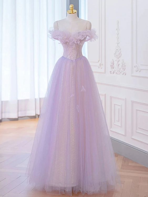 A-Line Purple Off Shoulder Long Prom Dress, Purple Formal Evening Dres – formalgowns A-Line Purple Off Shoulder Long Prom Dress, Purple Formal Evening Dres – formalgowns