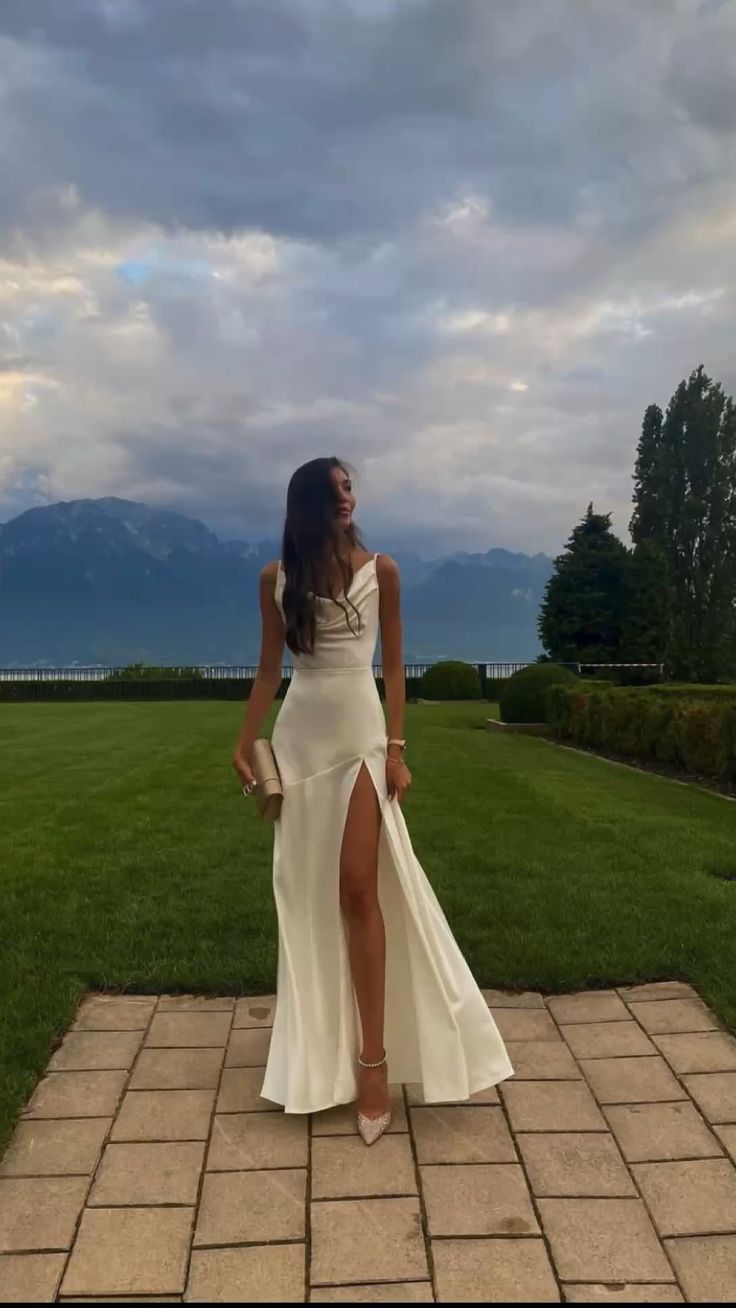 backless white prom dress Backless One-Shoulder Long White Prom Dress