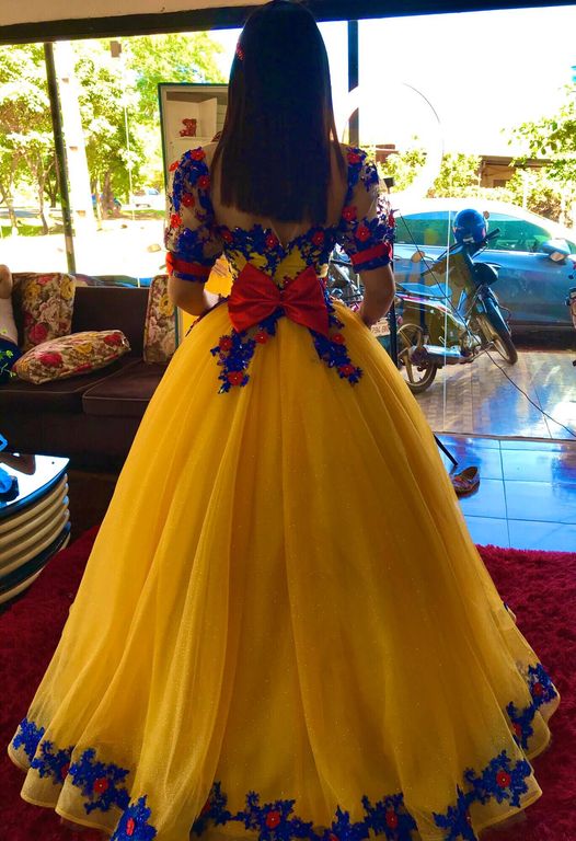 Evening Dresses Yellow Sequins Prom Lace 3d Flower Evening Gowns Short Sleeve Princess Formal Women Dress fg4105