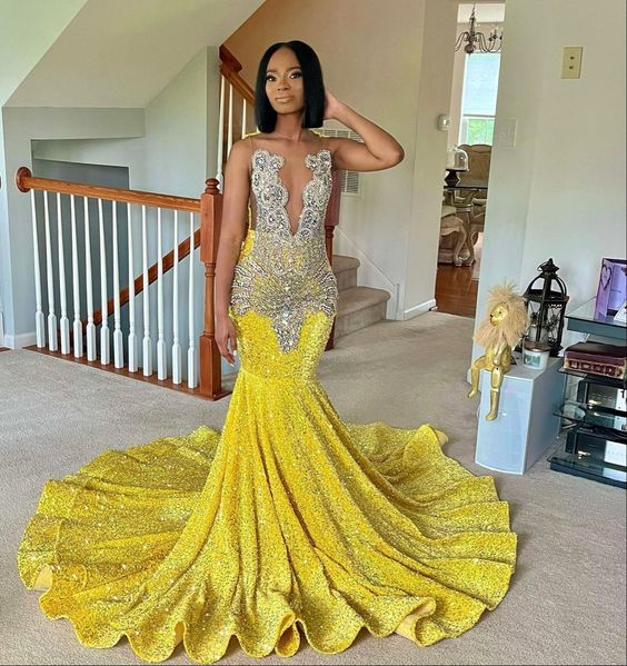 Robe de soirée longue jaune style sirène, robe de bal, robe de soirée, robe de soirée fg3374