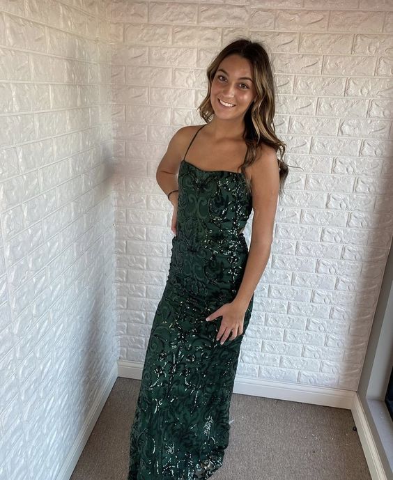 Grüne Pailletten Meerjungfrau Abendkleider Langes Ballkleid fg4210