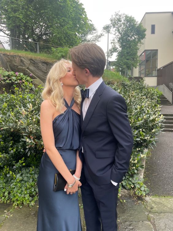 navy prom dress and tux Navy Prom Dress Black Tux With Navy Dress Navy Blue Prom Dress With Sleeves Vendors Petite
