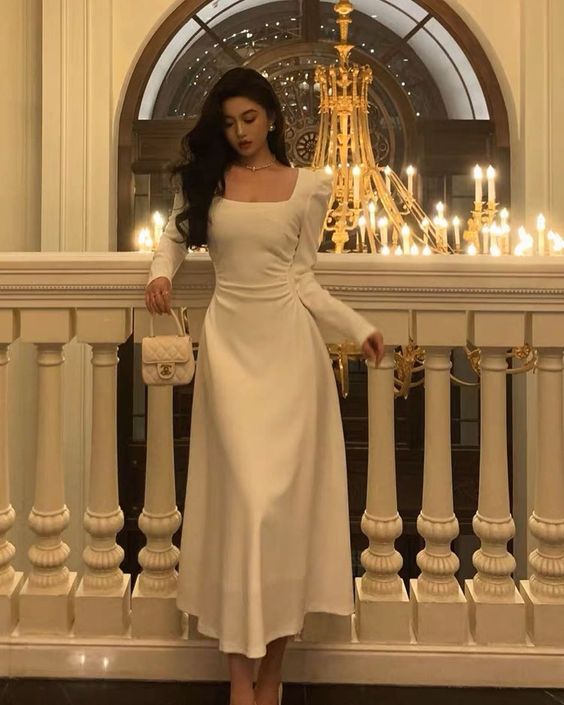 Ivory Long Sleeves Prom Dresses Party Dress fg3437