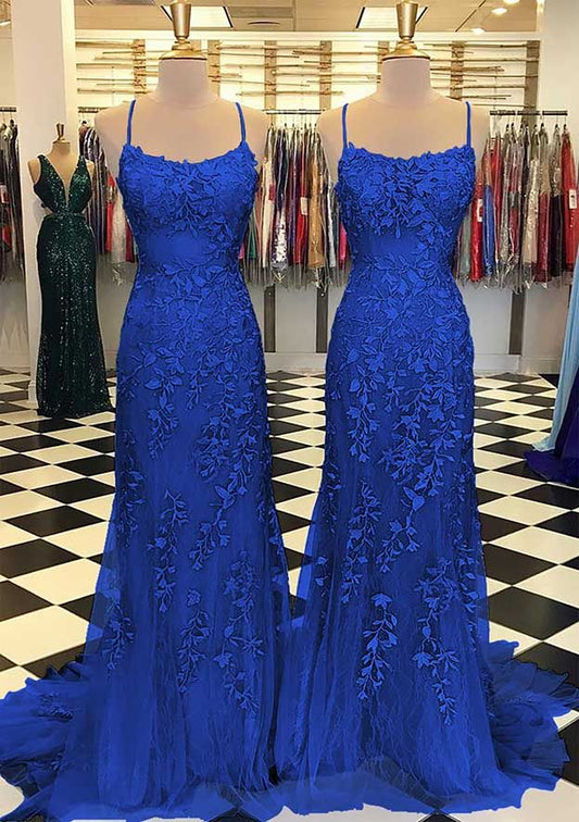 Maßgefertigtes Meerjungfrau-Spitzen-Ballkleid mit Applikationen fg4260
