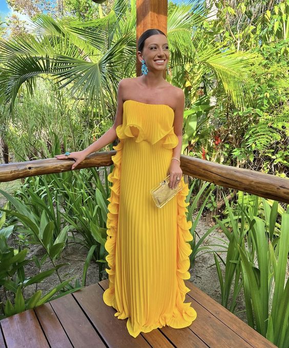 Yellow Pleated Prom Dresses Long Evening Gowns Formal Party Wear fg392 formalgowns Yellow Pleated Prom Dresses Long Evening Gowns Formal Party Wear fg392 formalgowns